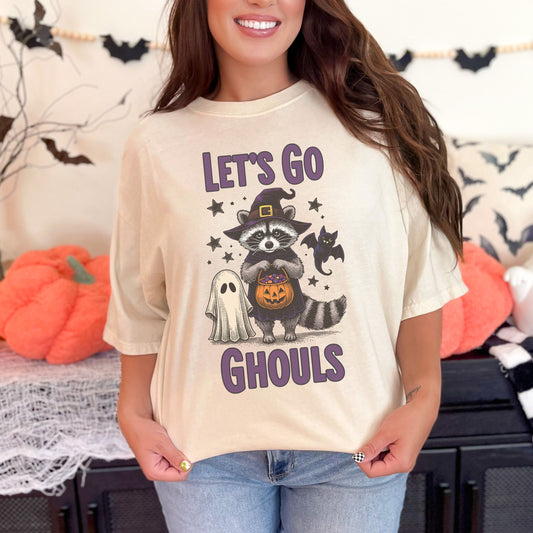 Lets go ghouls comfort colors raccoon halloween shirt