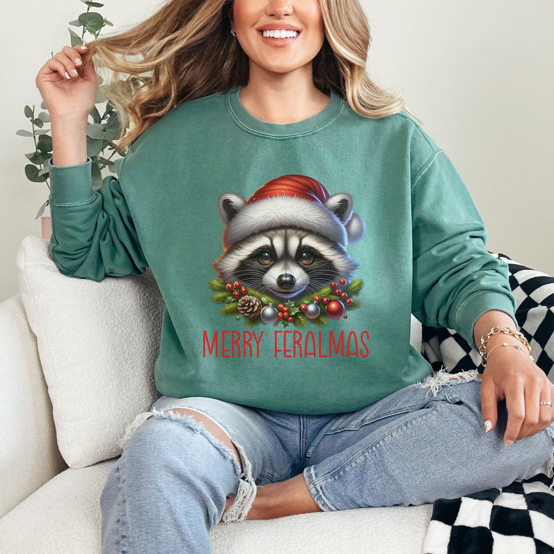 Merry Feralmas Raccoon Comfort Colors Sweatshirt