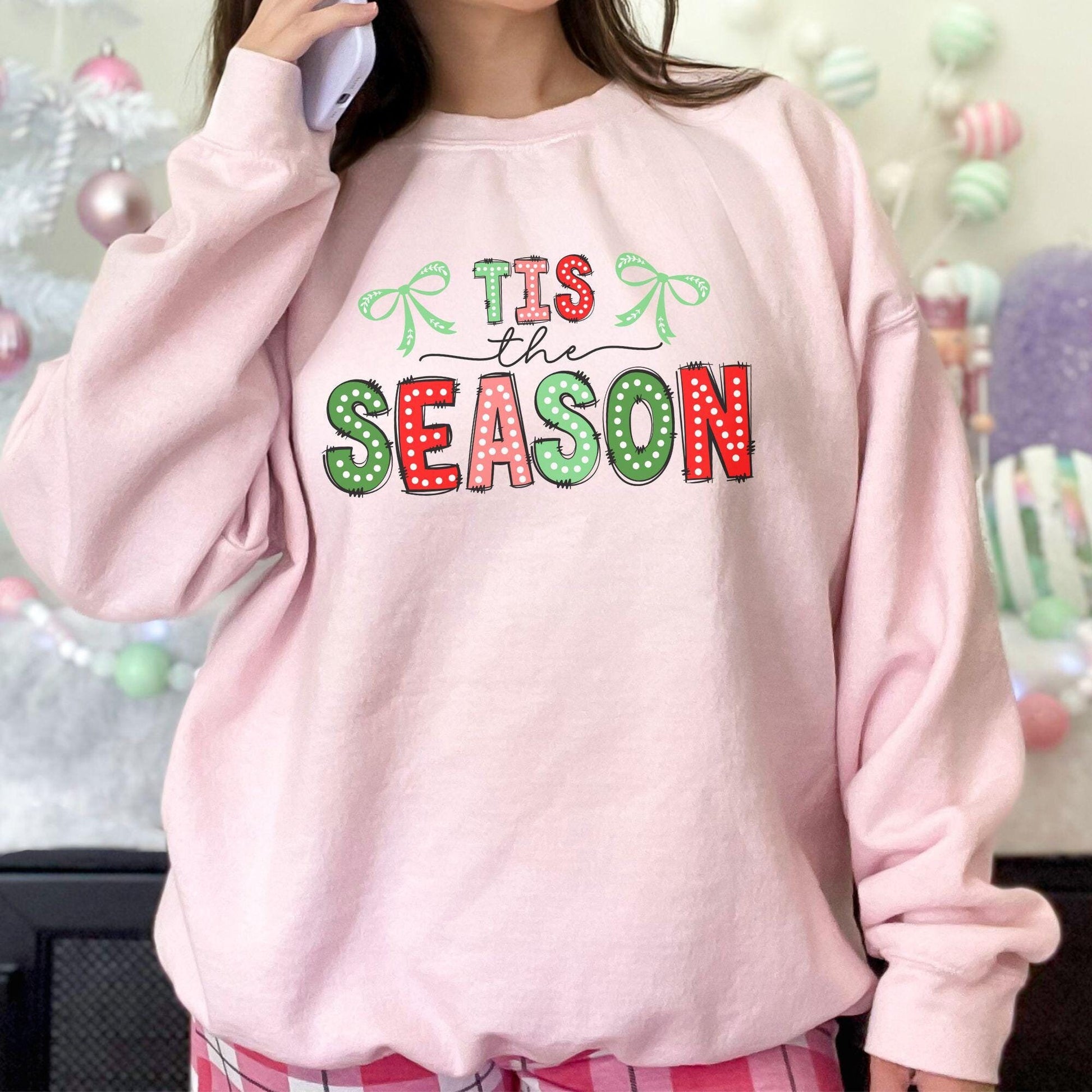 Tis the Season Doodle Letters Christmas Sweatshirt