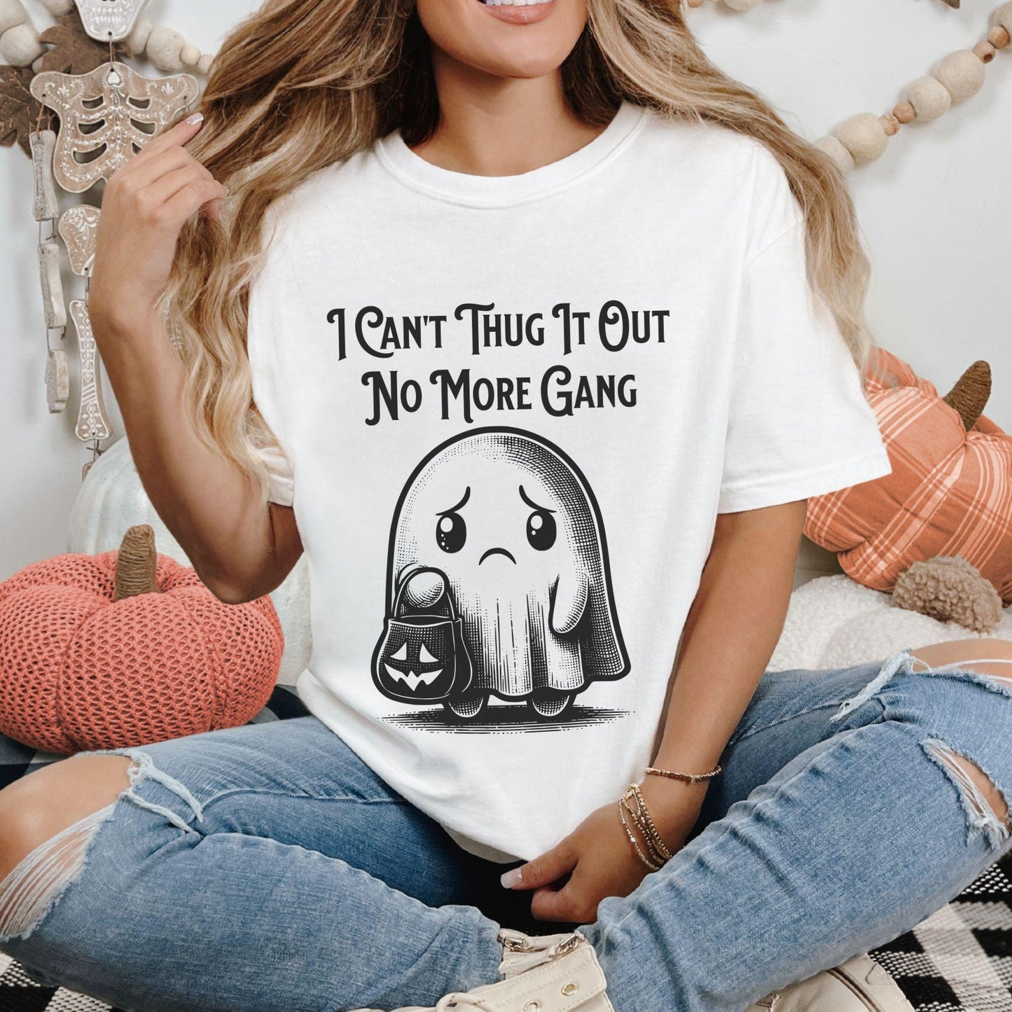 Funny Sarcastic Halloween Ghost Thug It Out Comfort Colors Oversized Shirt