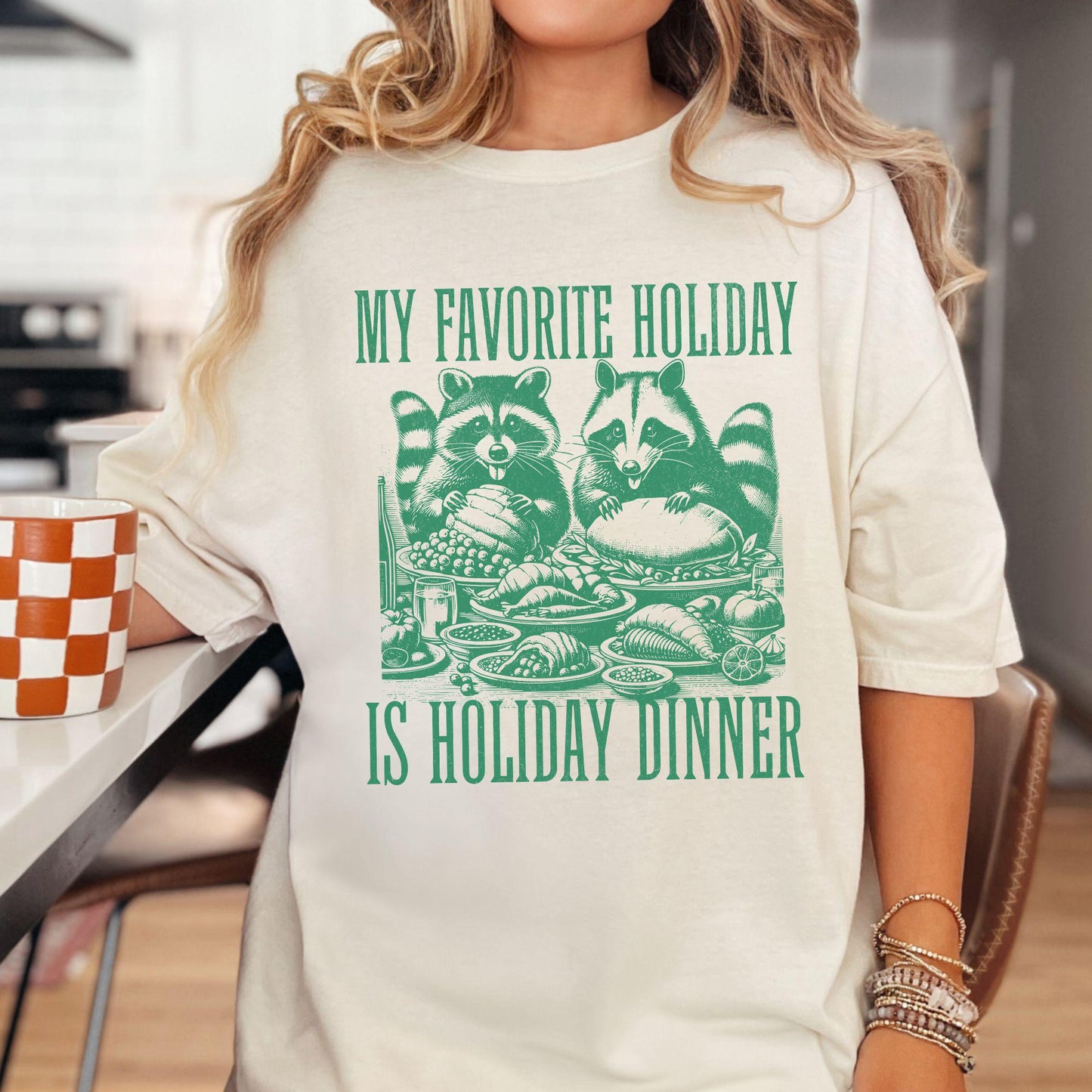 My Favorite Holiday Raccoon Turkey Comfort Colors Shirt