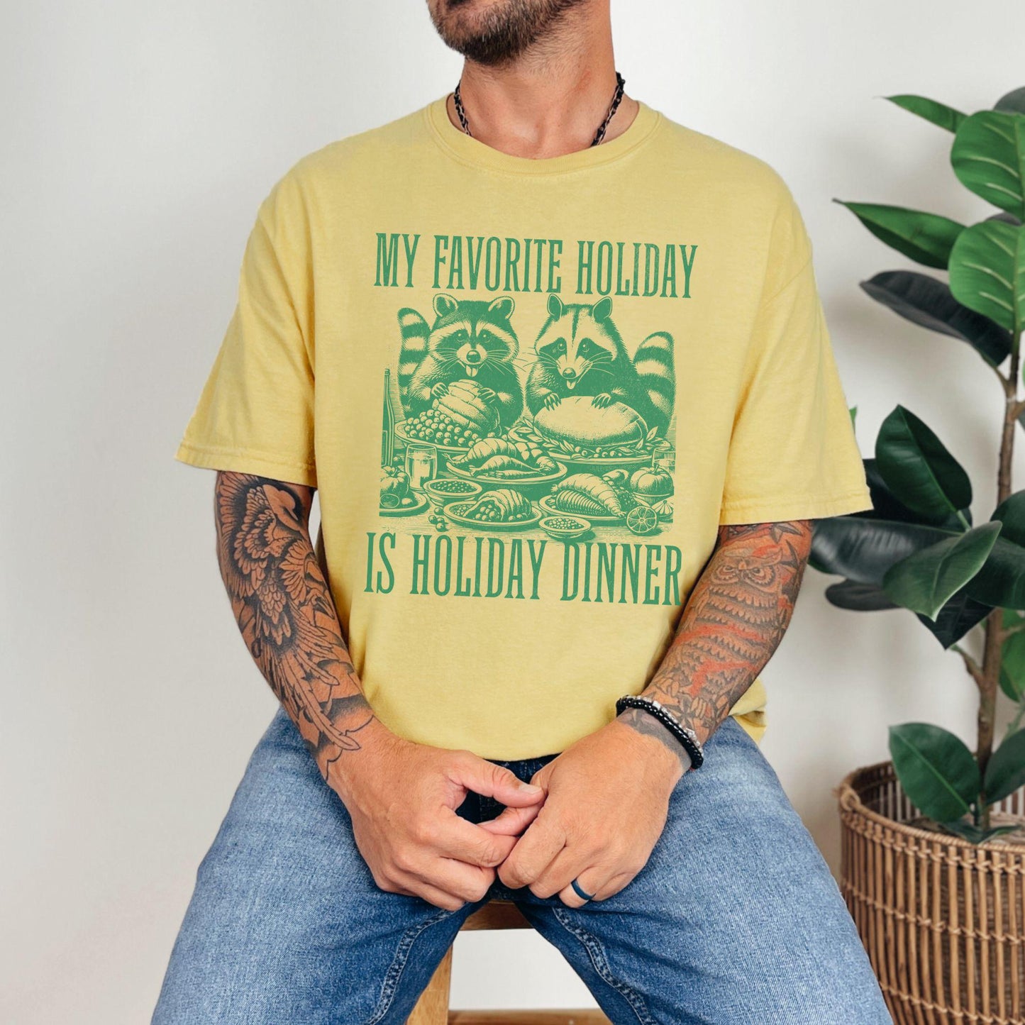 My Favorite Holiday Raccoon Turkey Comfort Colors Shirt