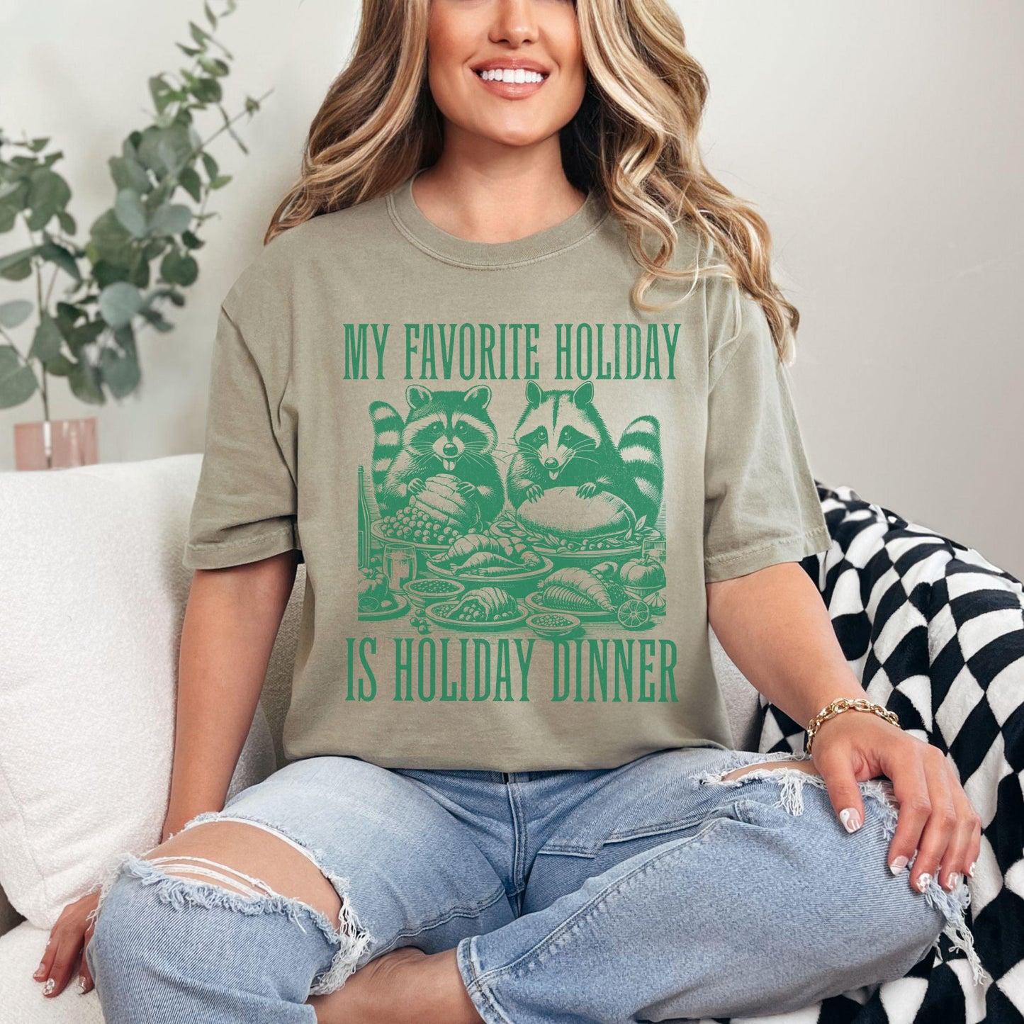 My Favorite Holiday Raccoon Turkey Comfort Colors Shirt