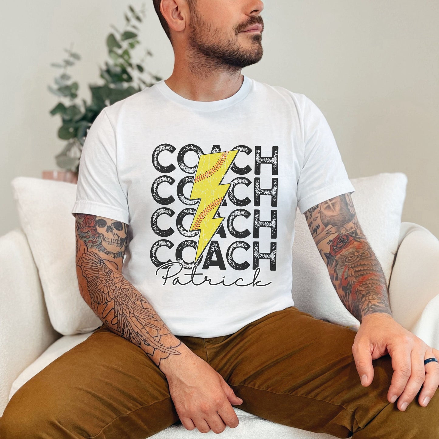 Custom Softball Coach Lightning Shirt