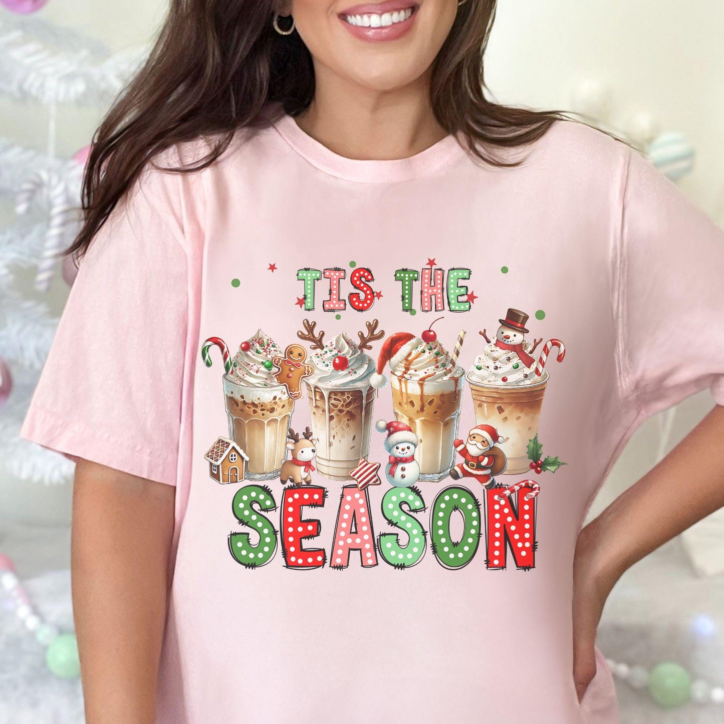 Tis the Season Chrsitmas Doodle Coffee Shirt