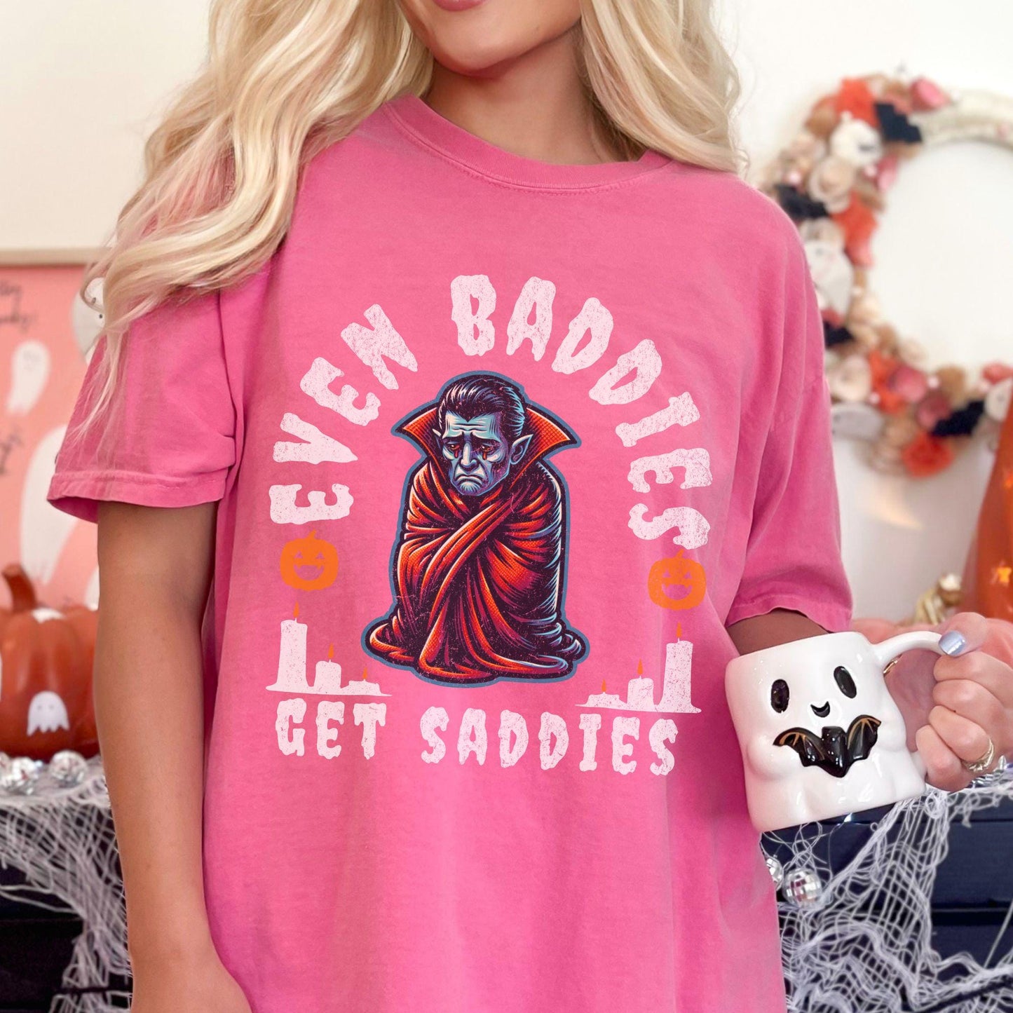 Halloween Even Baddies Get Saddies Dracula Comfort Colors Shirt