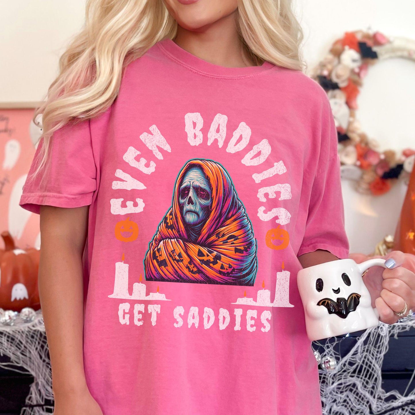 Halloween Even Baddies Get Saddies Zombie Comfort Colors Shirt