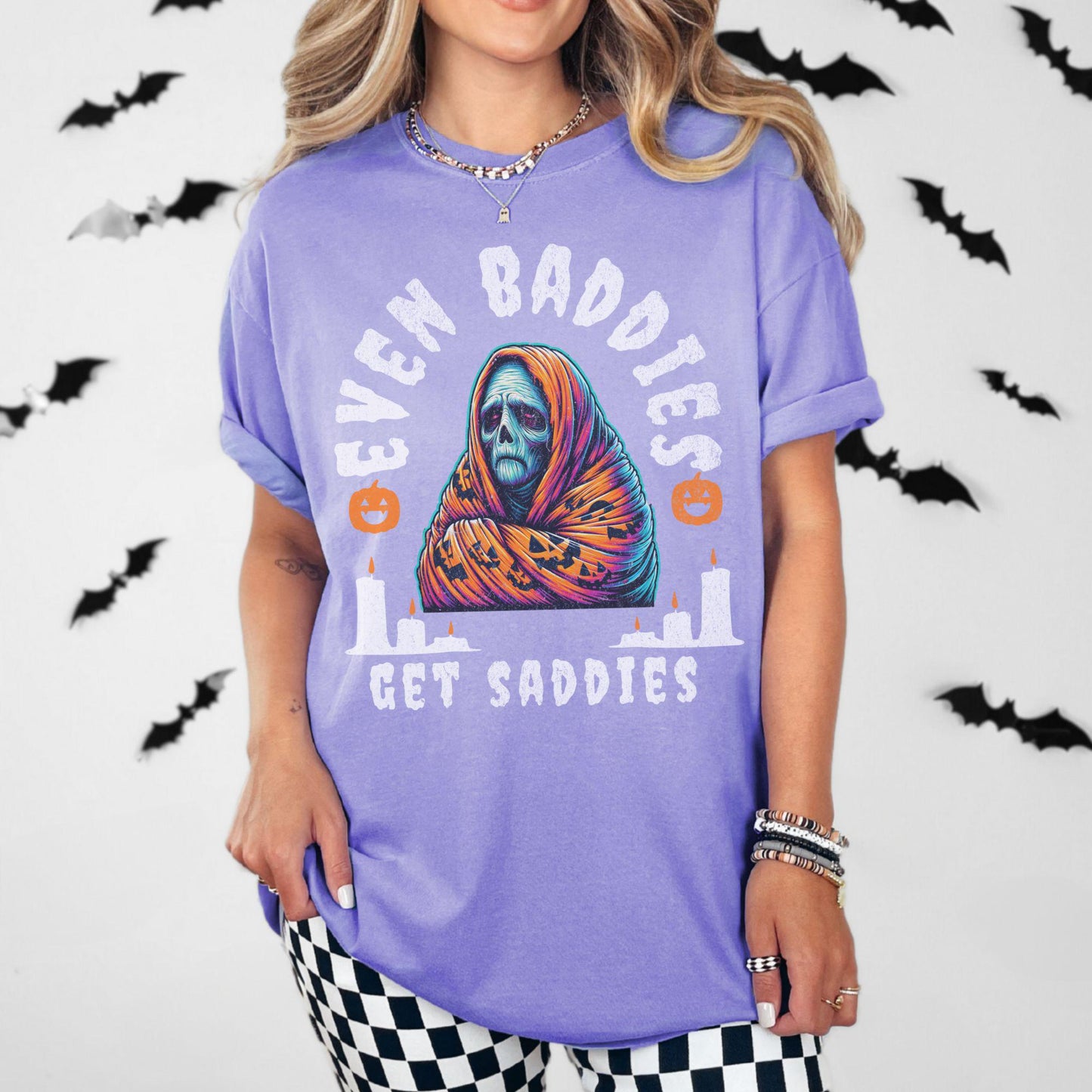 Halloween Even Baddies Get Saddies Zombie Comfort Colors Shirt