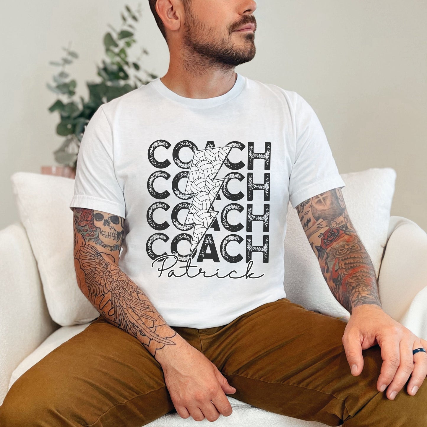 Custom Volleyball Coach Lightning Shirt