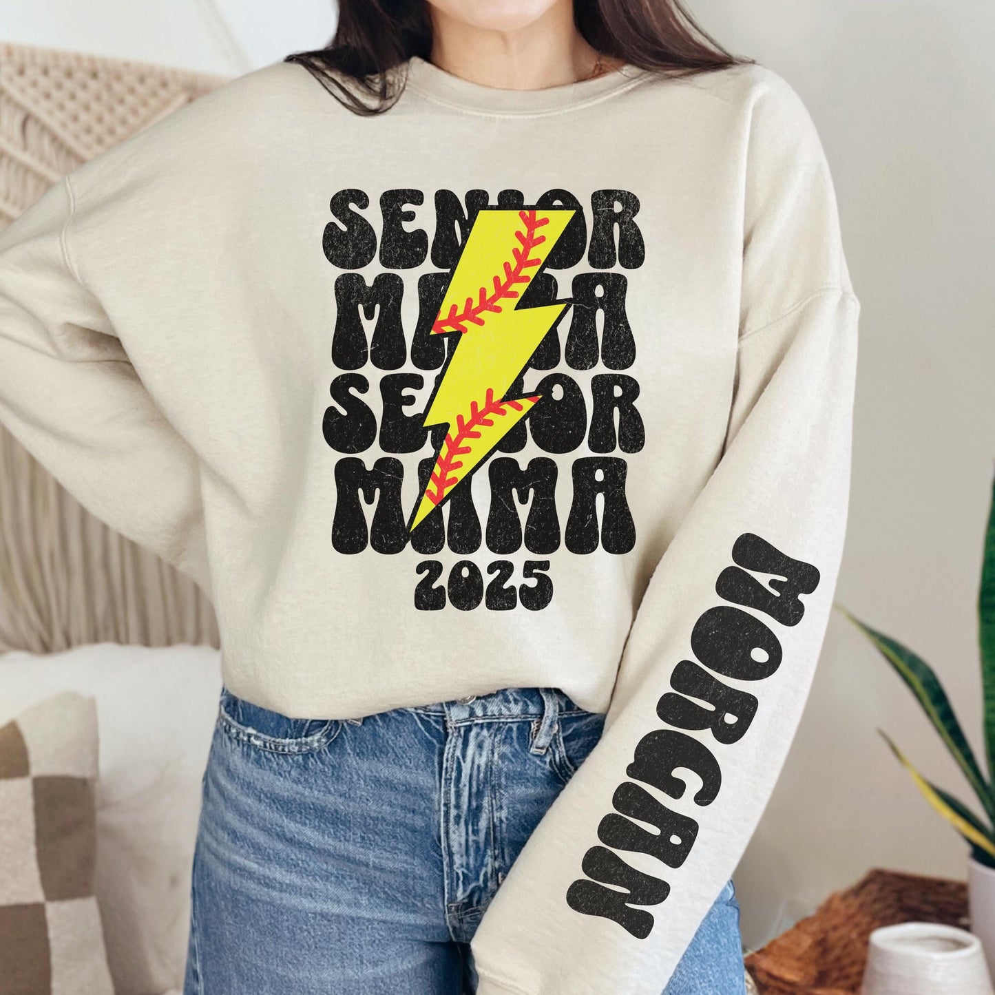 Custom Softball 2025 senior mama Sweatshirt