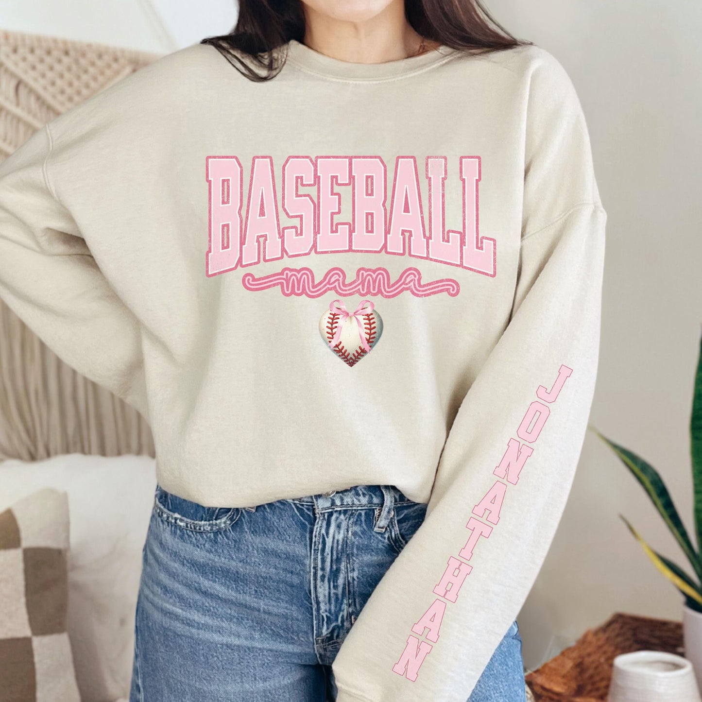 BASEBALL MAMA CUSTOM SLEEVE NAME PRINT COQUETTE STYLE