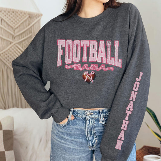 COQUETTE FOOTBALL MAMA CUSTOM SLEEEVE PRINT SWEATSHIRT