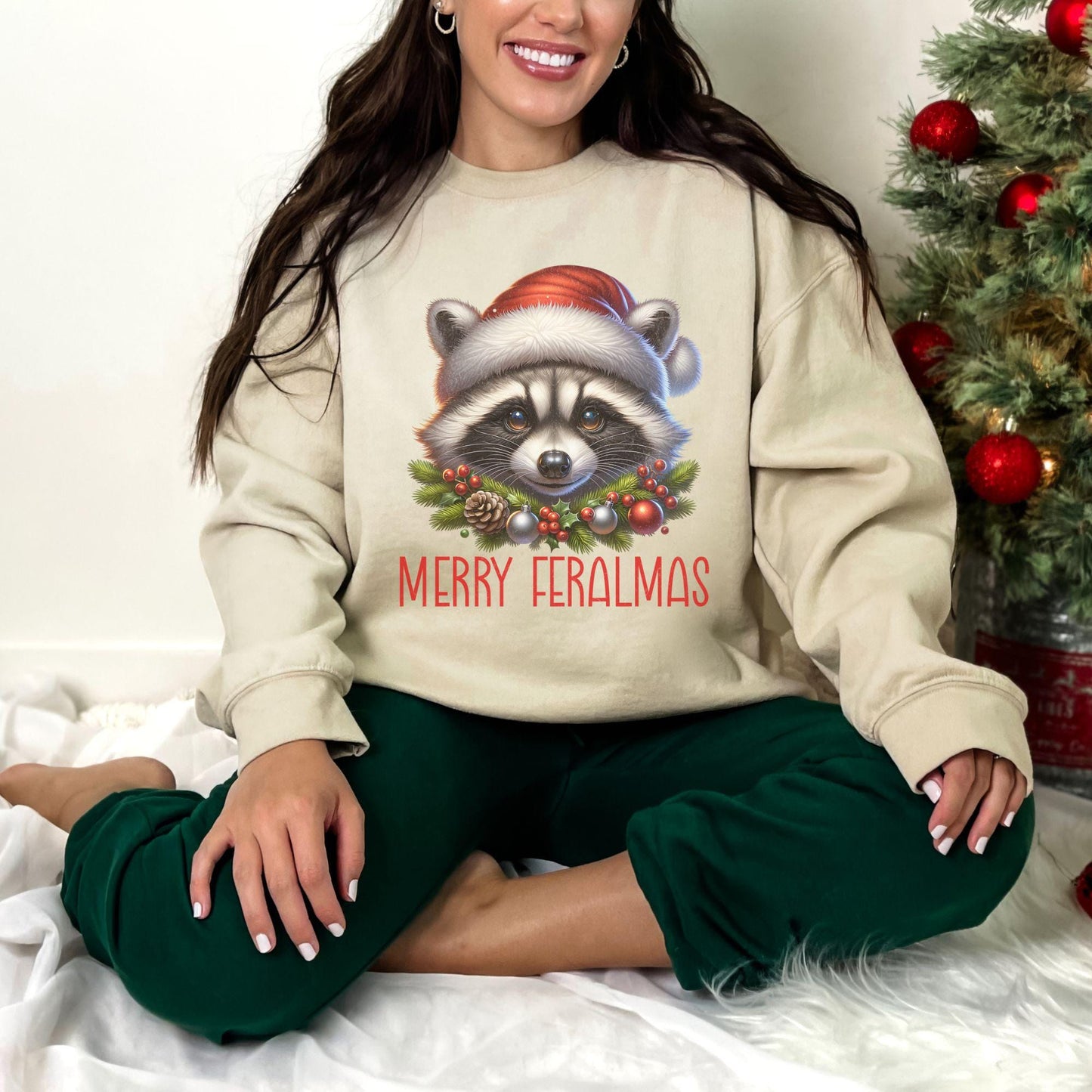 Merry Feralmas Raccoon Christmas Sweatshirt