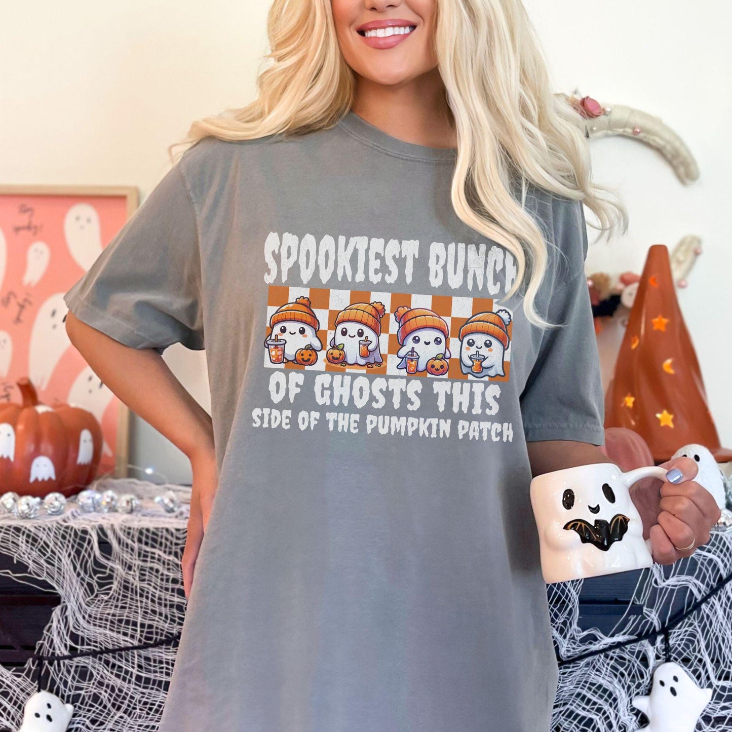 Trendy Beanie Ghost With Iced Coffee Comfort Colors Shirt