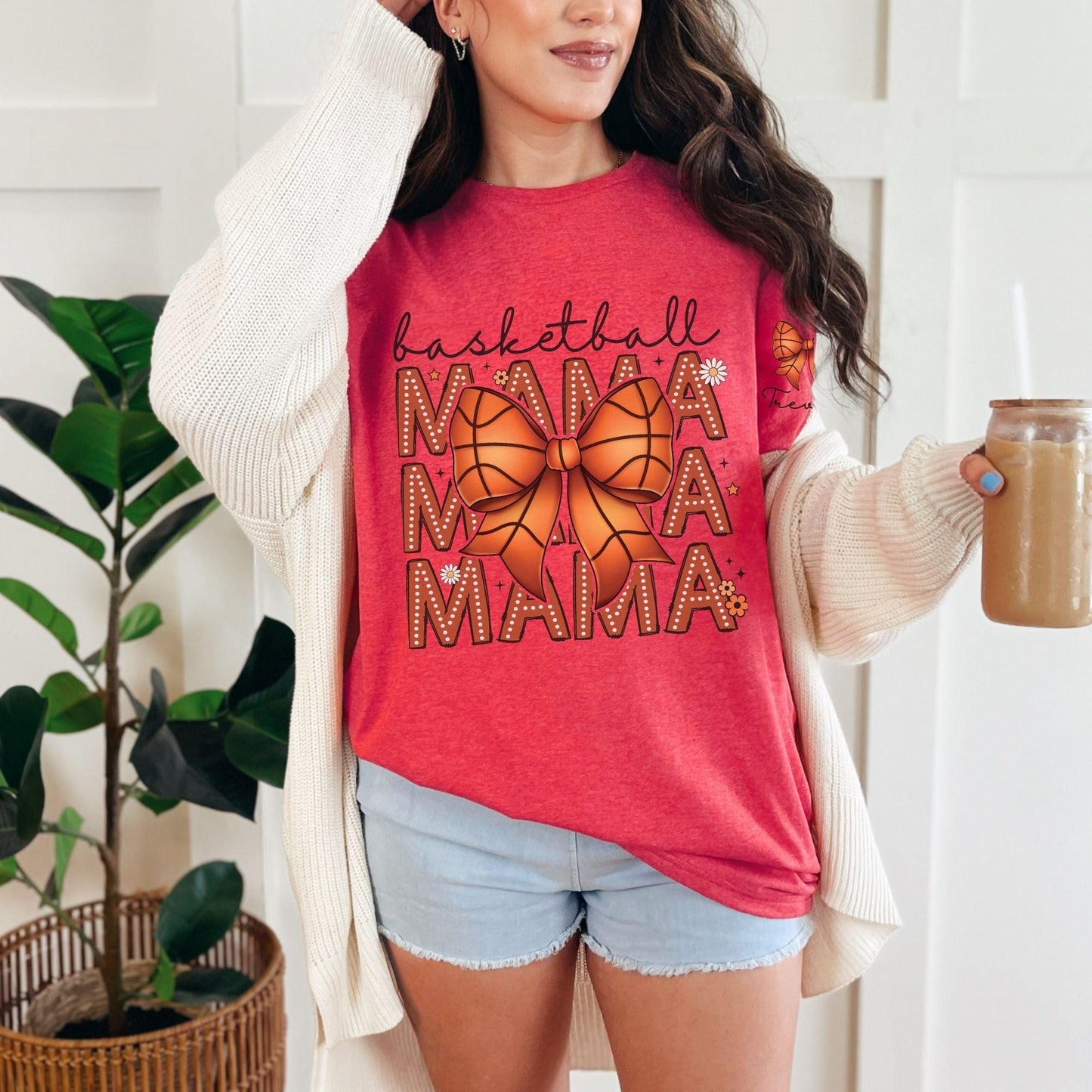 Custom Basketball Mama Coquette Doodle Shirt