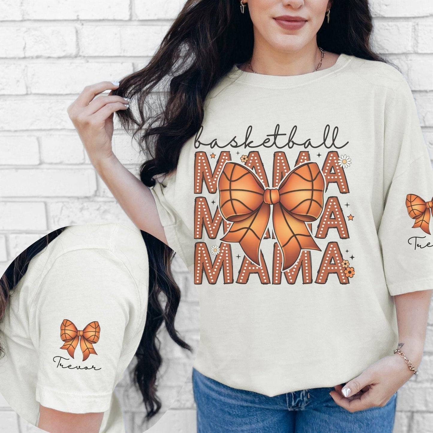 Custom Basketball Mama Coquette Doodle Shirt