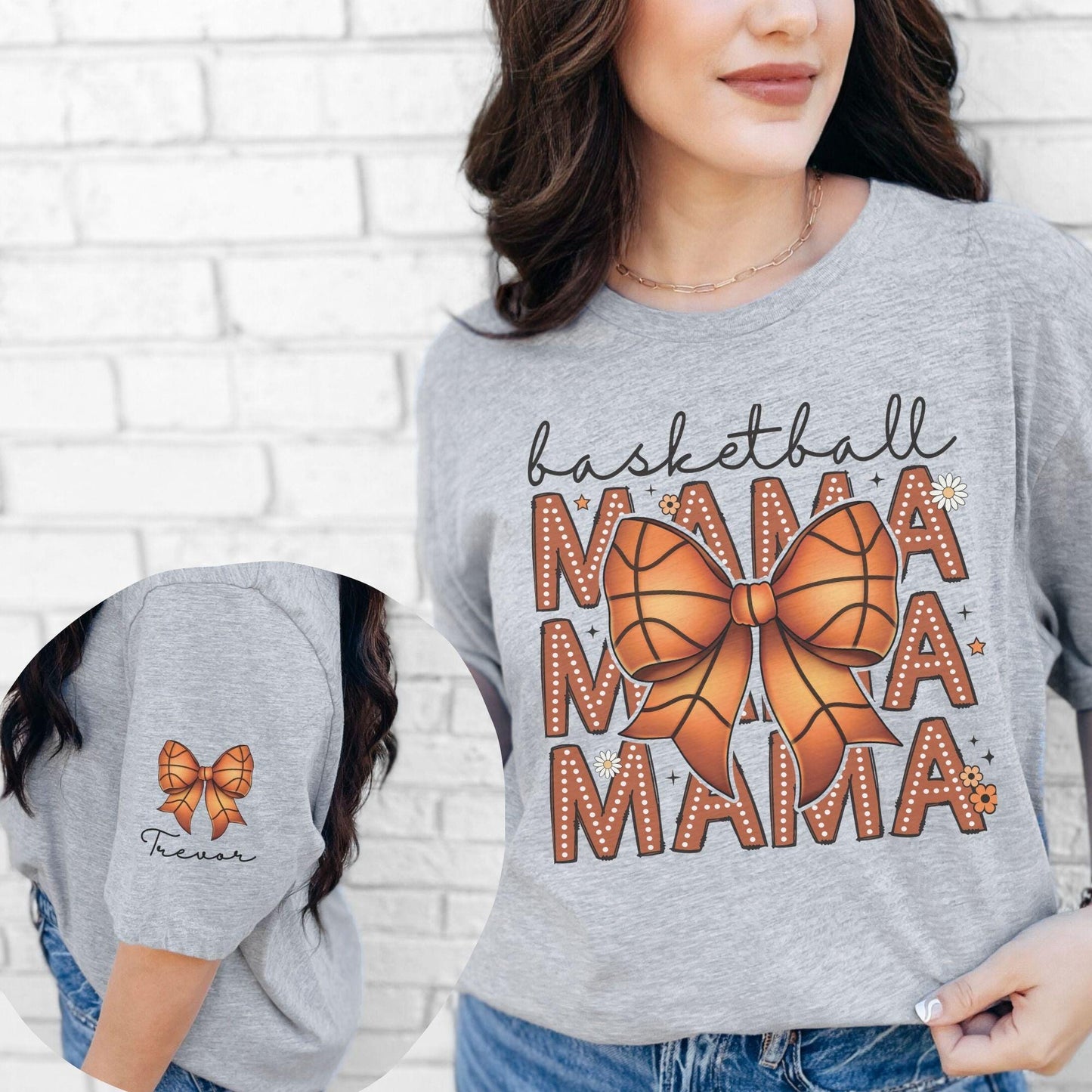 Custom Basketball Mama Coquette Doodle Shirt