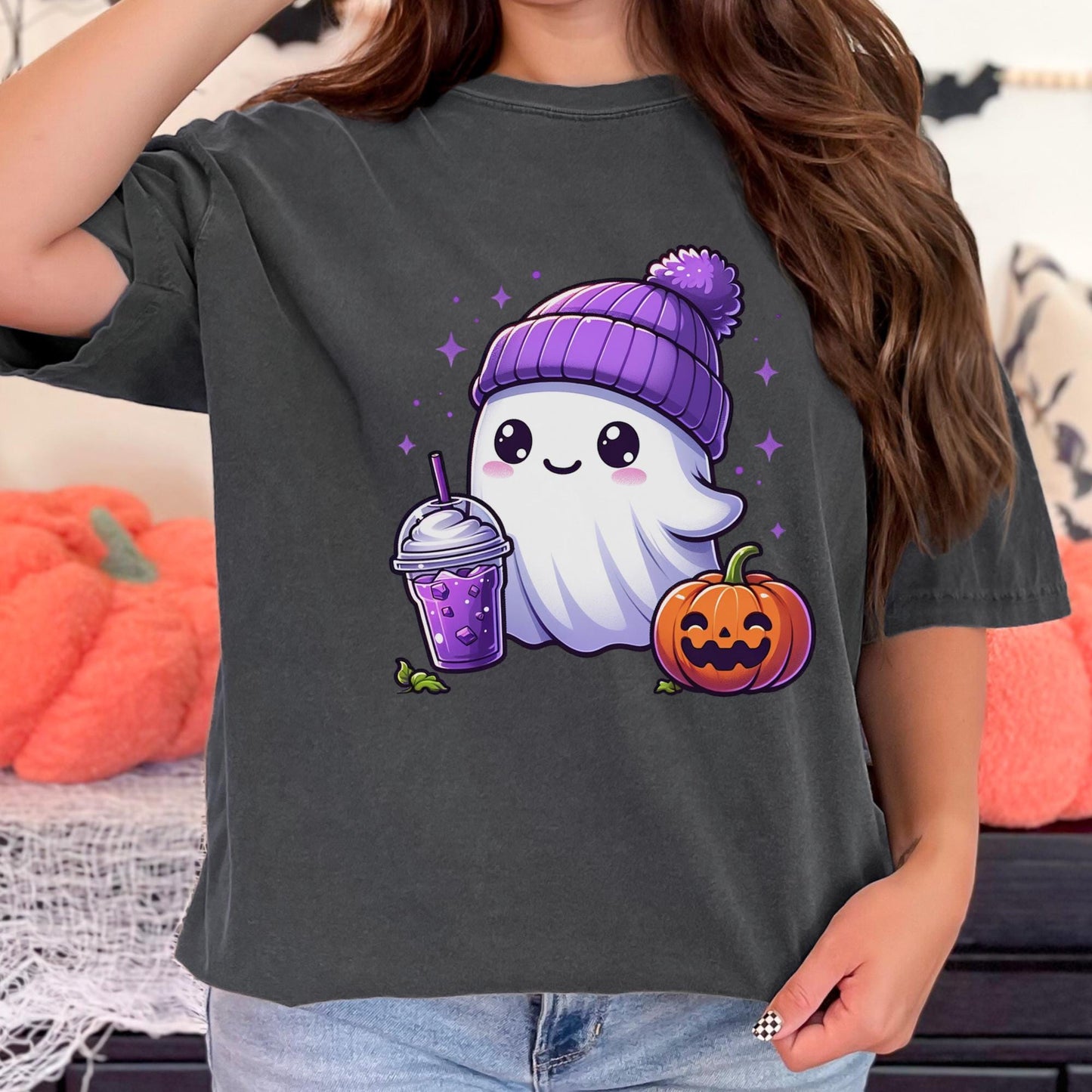 Women's Cute Halloween Ghost Comfort Colors Shirt