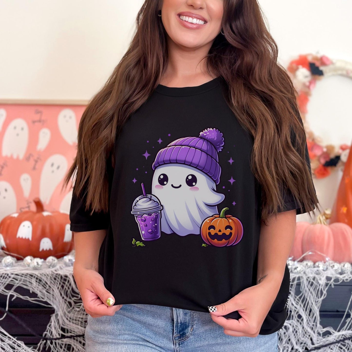 Women's Cute Halloween Ghost Comfort Colors Shirt