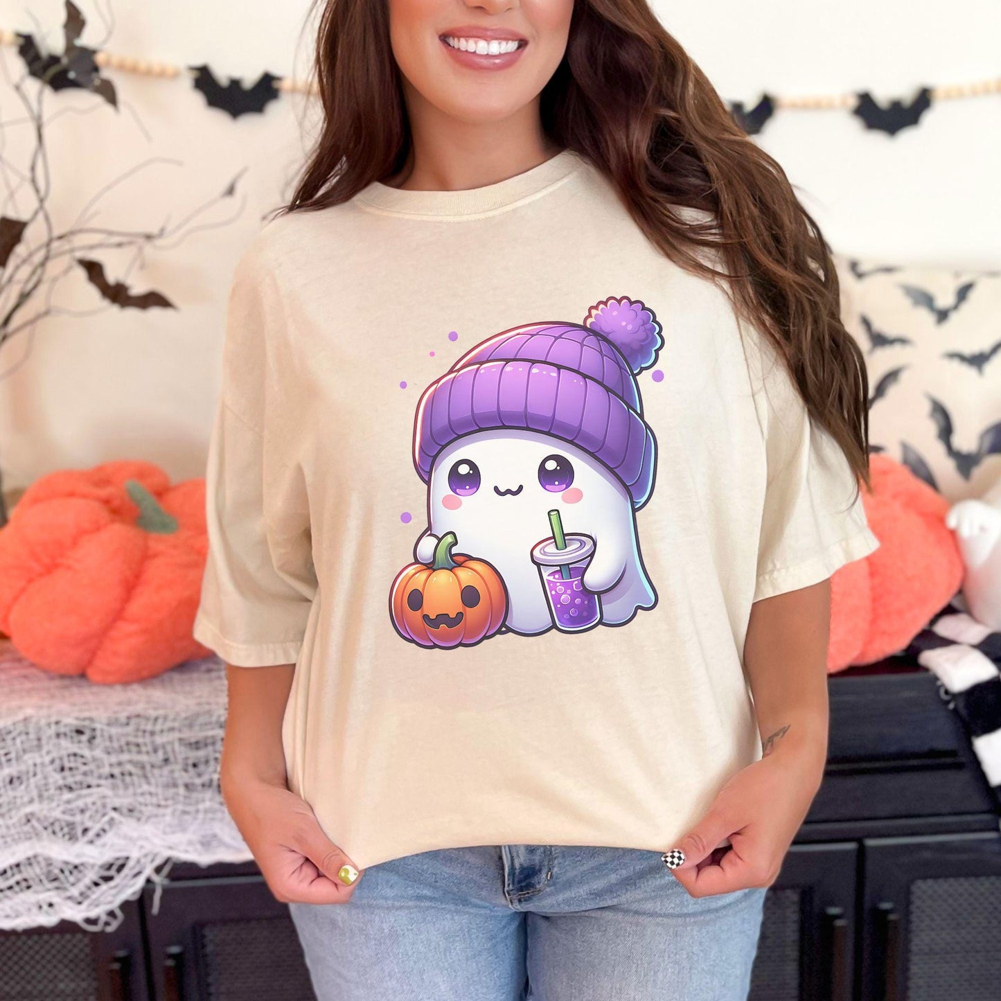 Women's Cute Halloween Ghost Comfort Colors Shirt