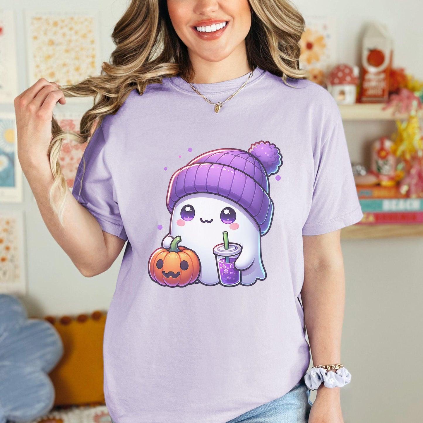 Women's Cute Halloween Ghost Comfort Colors Shirt