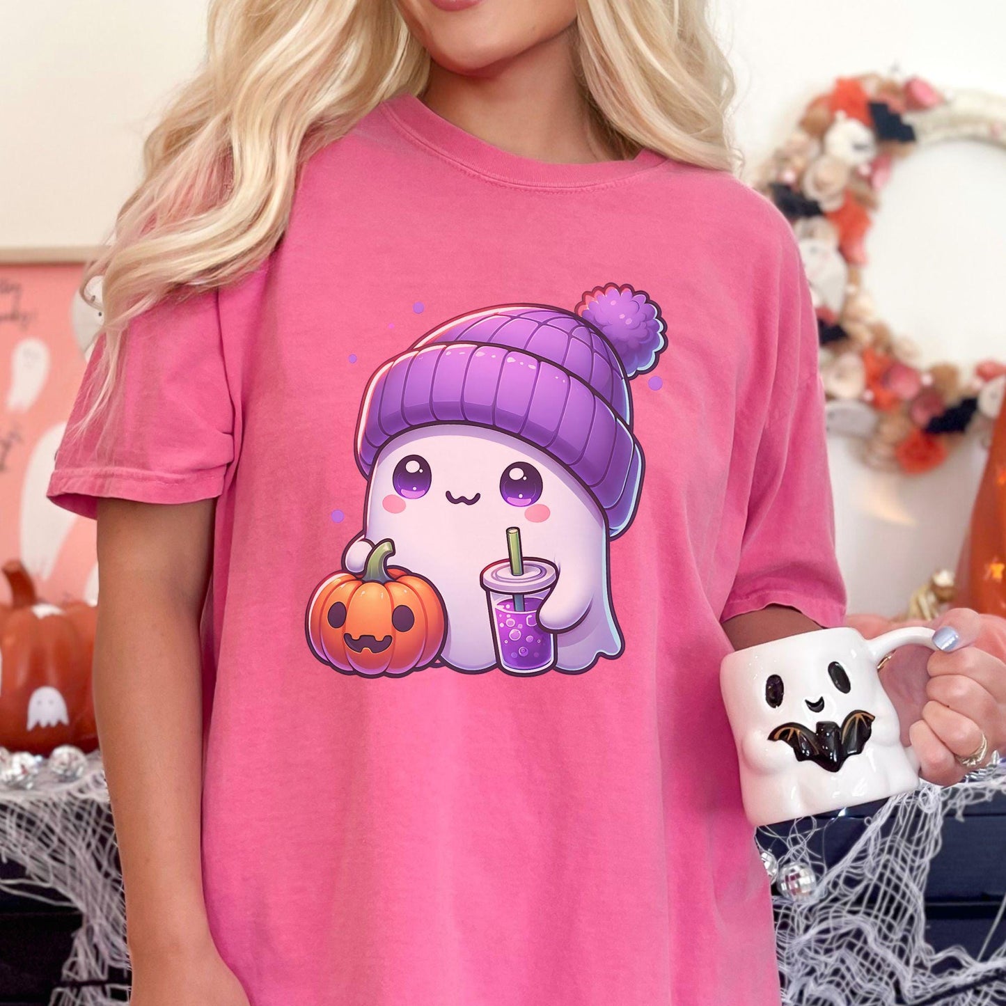 Women's Cute Halloween Ghost Comfort Colors Shirt