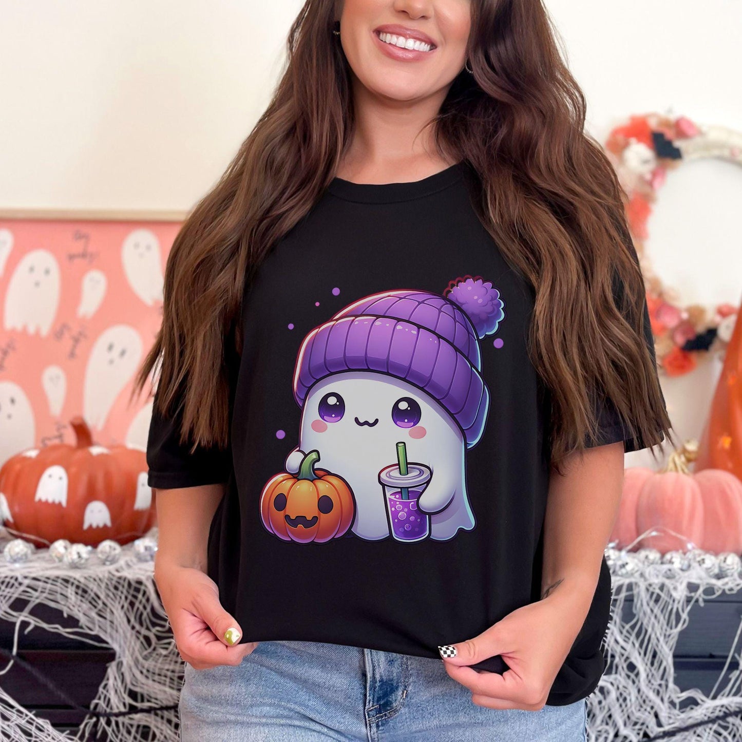 Women's Cute Halloween Ghost Comfort Colors Shirt