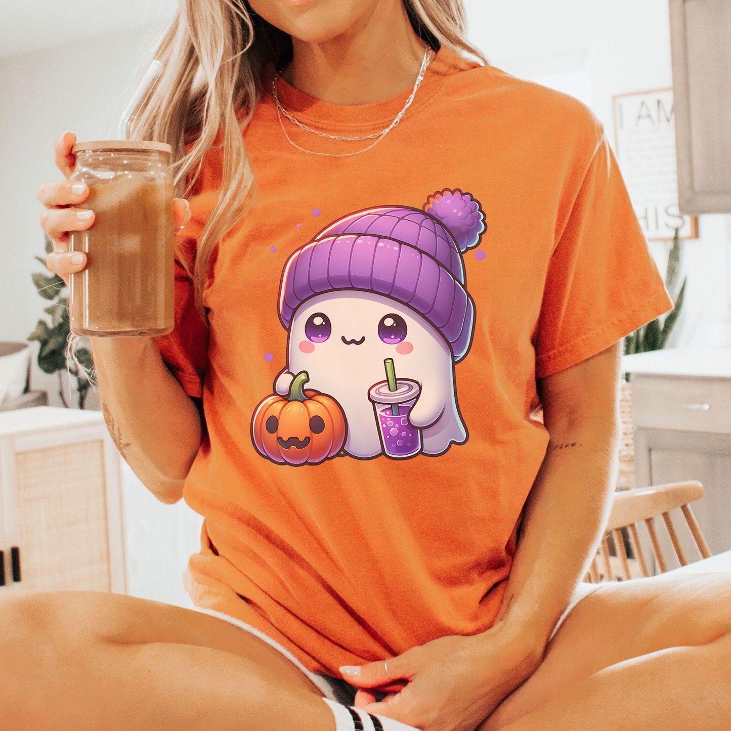 Women's Cute Halloween Ghost Comfort Colors Shirt