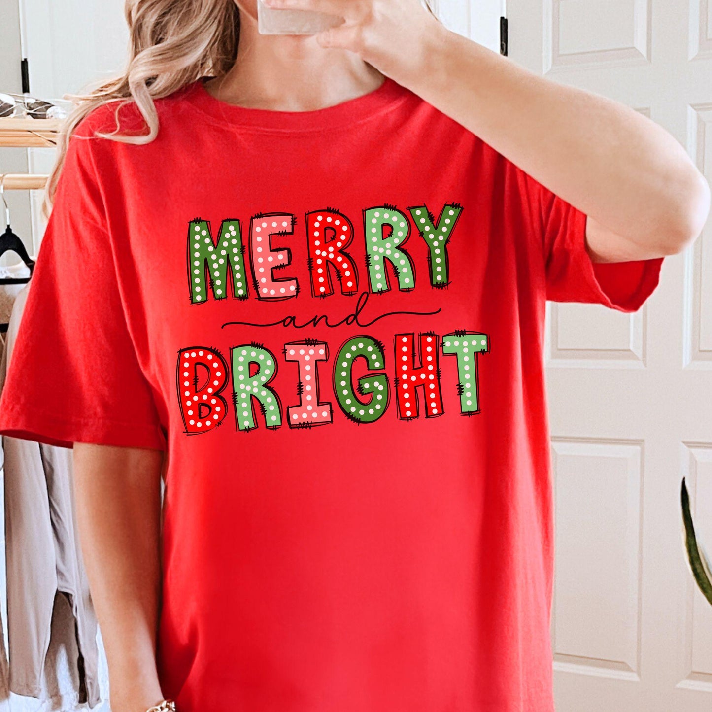 Merry & Bright Christmas Doodle Comfort Colors Shirt