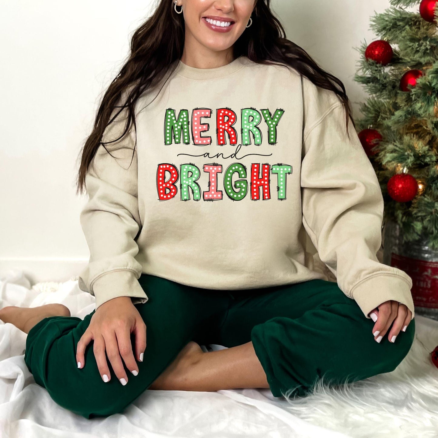 Merry & Bright Christmas Doodle Sweatshirt