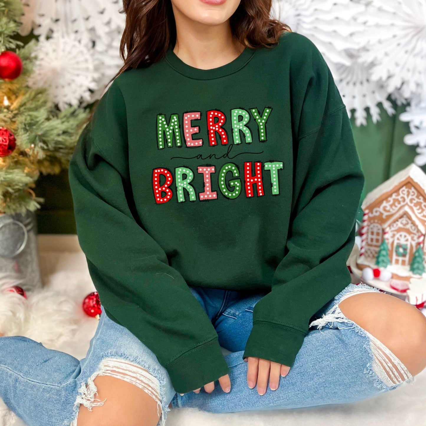 Merry & Bright Christmas Doodle Sweatshirt