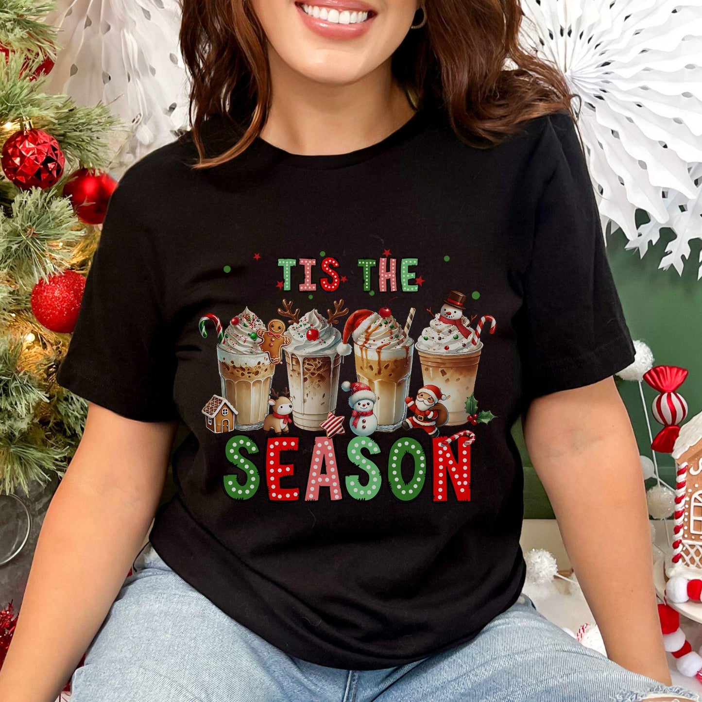 Tis the Season Chrsitmas Doodle Coffee Shirt