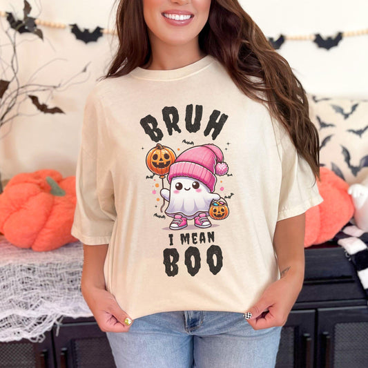 Bruh I Mean Boo Cute Ghost Halloween Comfort Colors Shirt