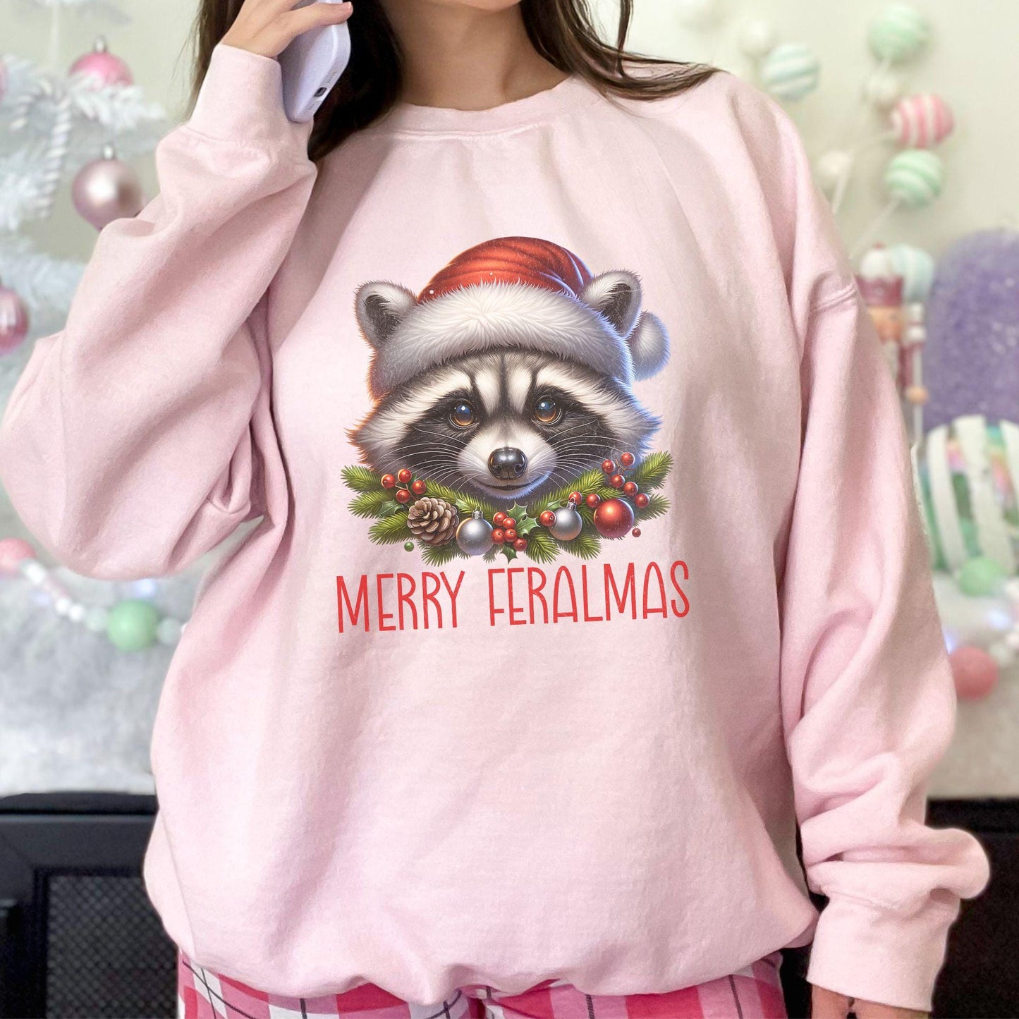 Merry Feralmas Raccoon Christmas Sweatshirt