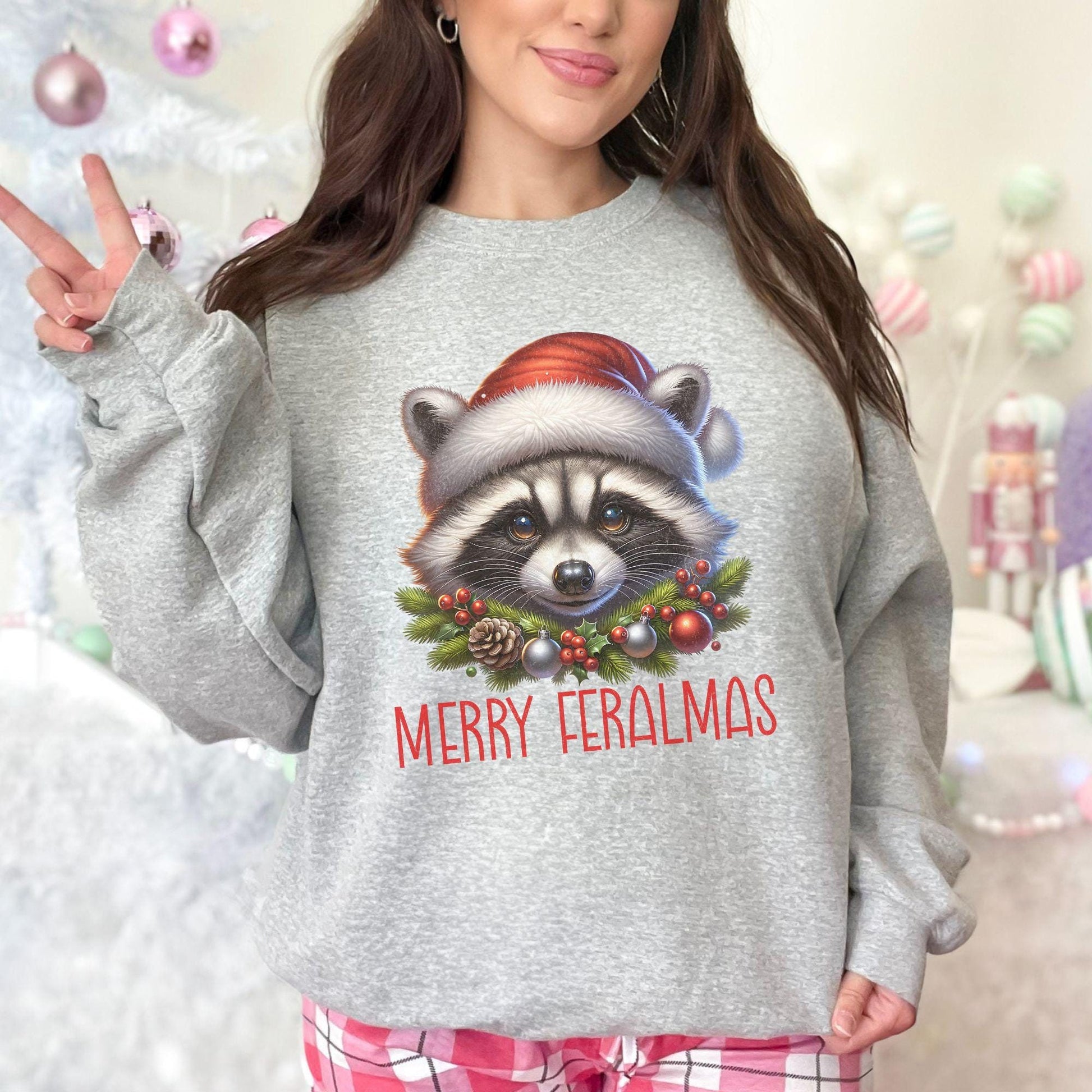 Merry Feralmas Raccoon Christmas Sweatshirt