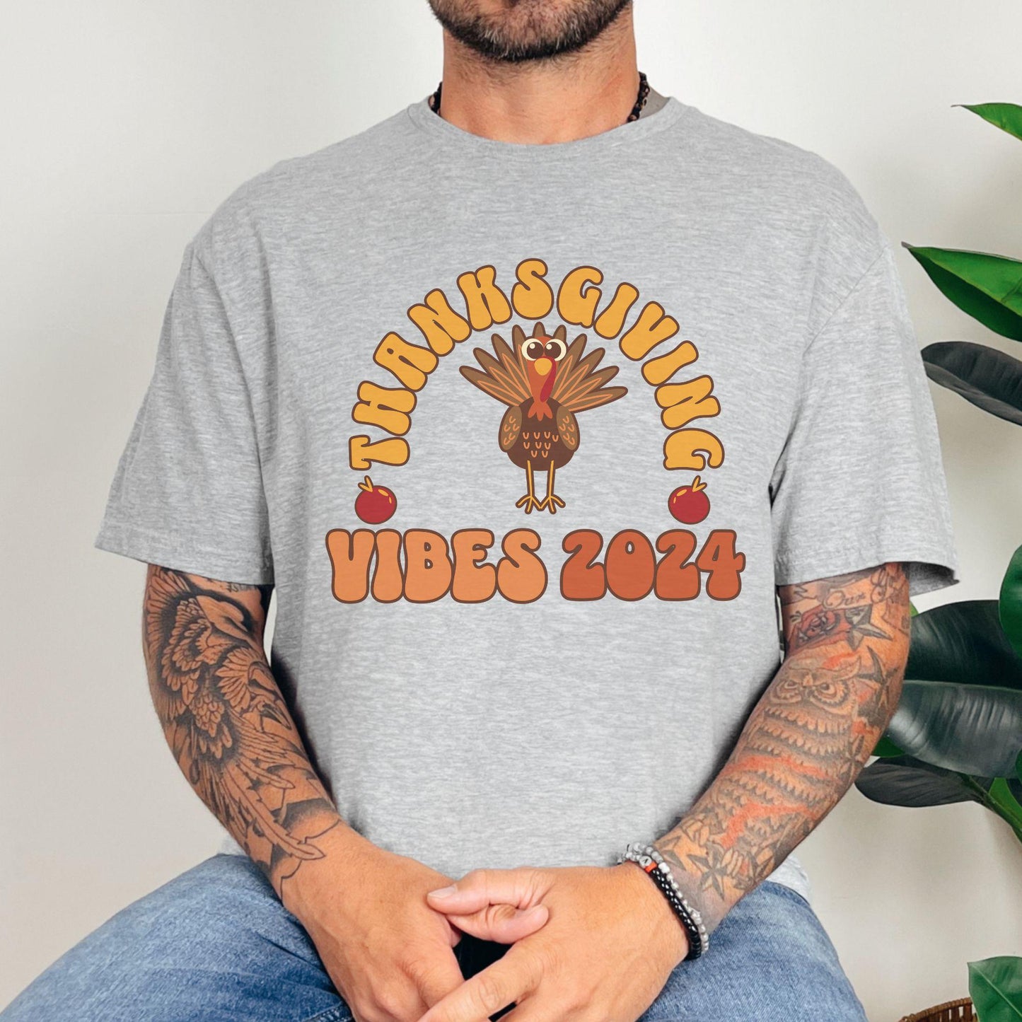 Fall Thanksgiving Vibes 2024 Unisex Softstyle T-Shirt, Fall Thanksgiving Shirt, Thanksgiving Fall Tee, Women's Fall T-shirt, Autumn Holiday