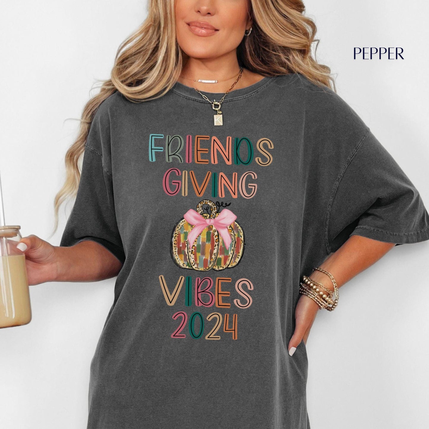 Friendsgiving 2024 Comfort Colors Sweatshirt, Thanksgiving Fall T-shirt, Happy Friendsgiving Group Shirts, Thanksgiving Matching Shirts