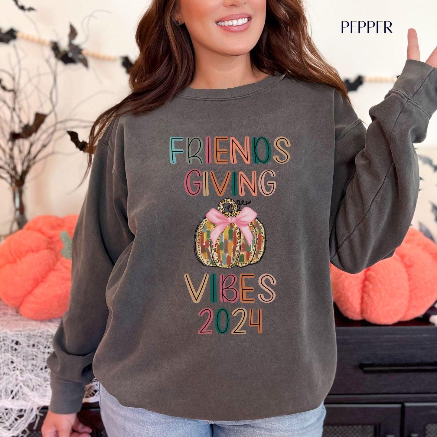 Friendsgiving 2024 Comfort Colors Sweatshirt, Thanksgiving Fall T-shirt, Happy Friendsgiving Group Shirts, Thanksgiving Matching Shirts