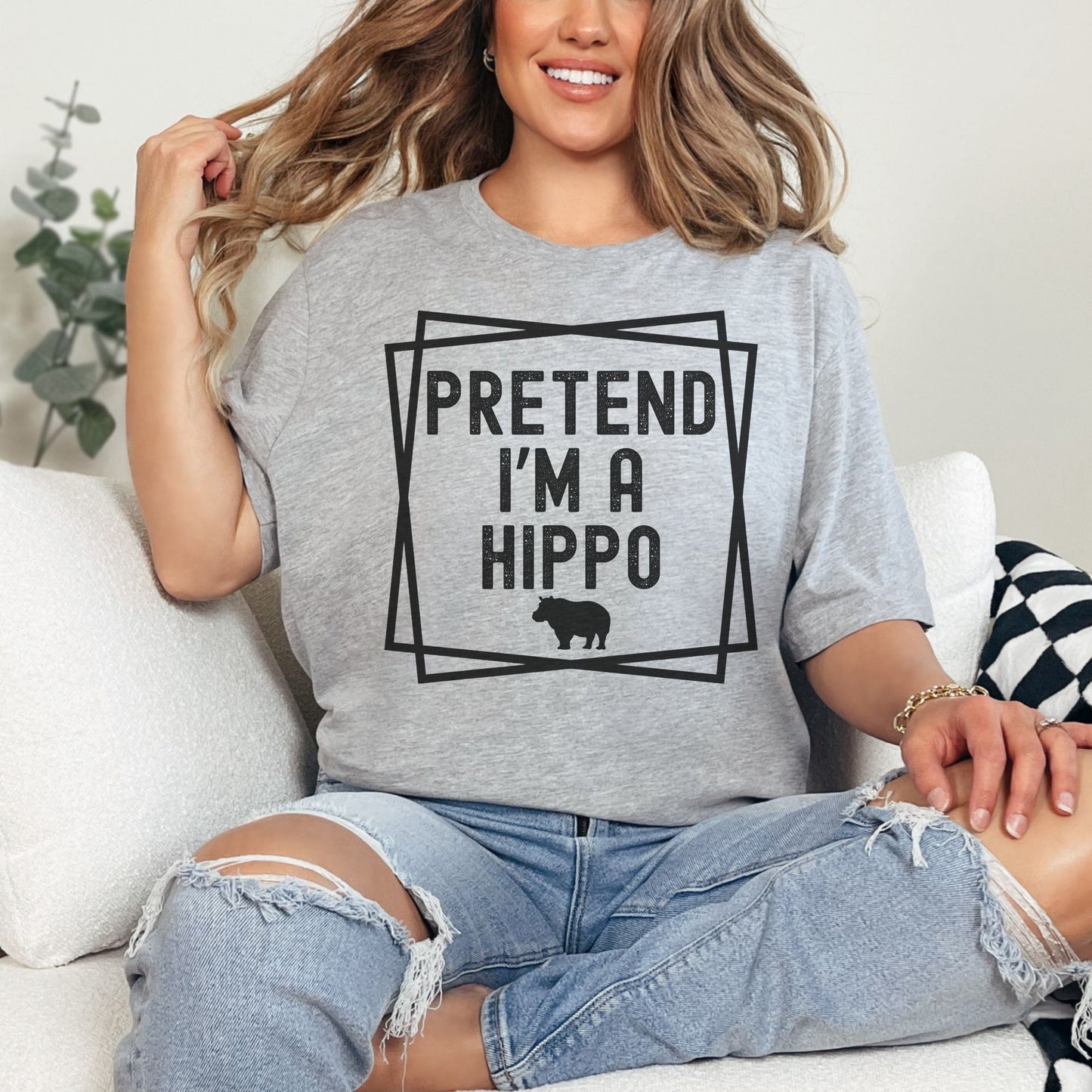 Pretend I'm a Hippo Halloween Costume Shirt, Lazy Halloween T-Shirt Costume, Funny Halloween T-Shirt, Funny Women T Shirt